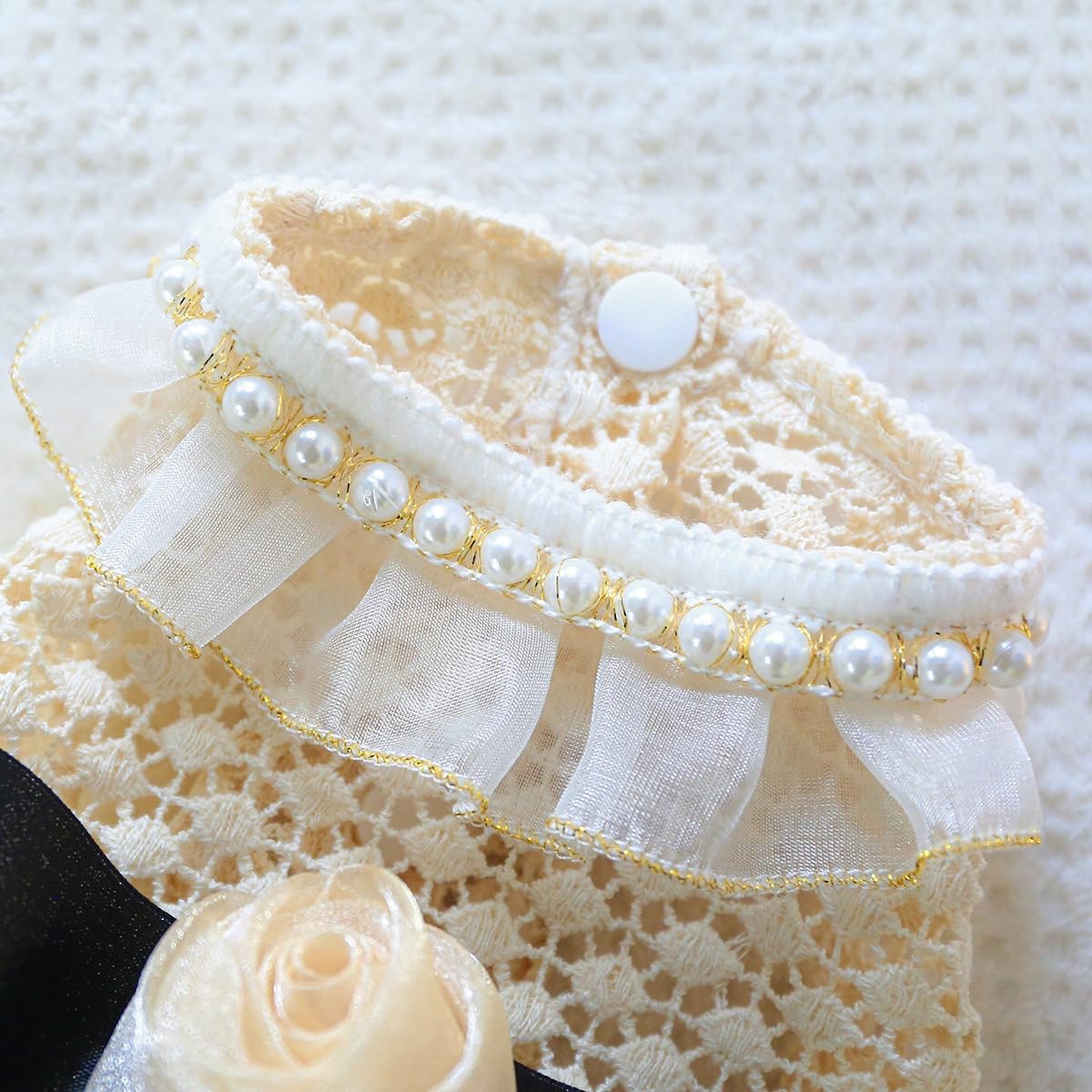 Dog Dress for Small Dog Girl Puppy Princess Tutu Dress Flower Decoration Cat Apparel Chihuahua Yorkie Clothes for Birthday Wedding Dress Lace Collar Dog Dress Dog Shirt Outfit Apparel Flower Large