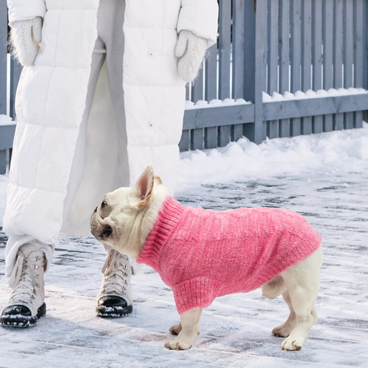 KOOLTAIL Dog Sweater, Fuzzy Thick Super Soft Warm Dog Winter Sweater Turtleneck Pullover for Cold Weather, Knitted Fleece Pet Fall Clothes Coats for Small Medium Large Dogs Puppy Girls Boys Pink ML