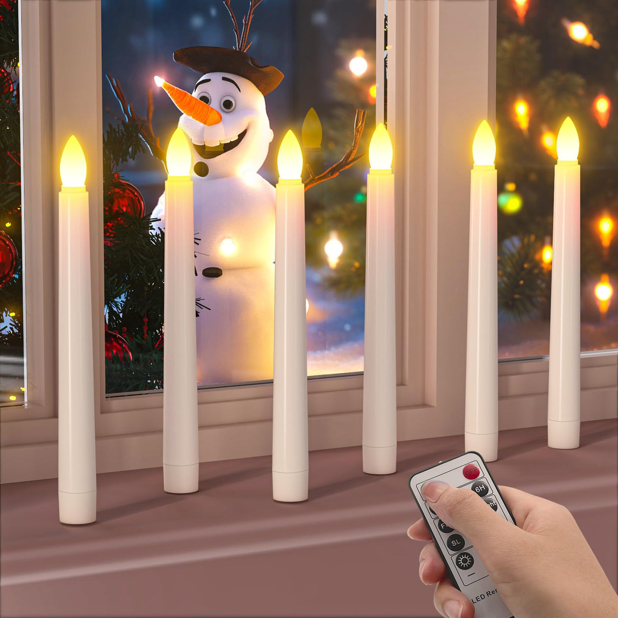 PChero Flameless Candles with Remote Timer, 7.9" Ivory Battery Operated LED Taper Dripless Floating Flickering Candles for Wedding Halloween Thanksgiving Christmas Themed Party Valentines Decorations