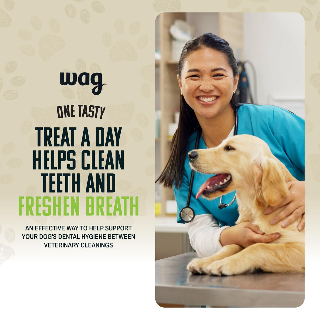 Wag Dental Dog Treats to Help Clean Teeth & Freshen Breath - Medium, Unflavored, 36 Count (Pack of 1)