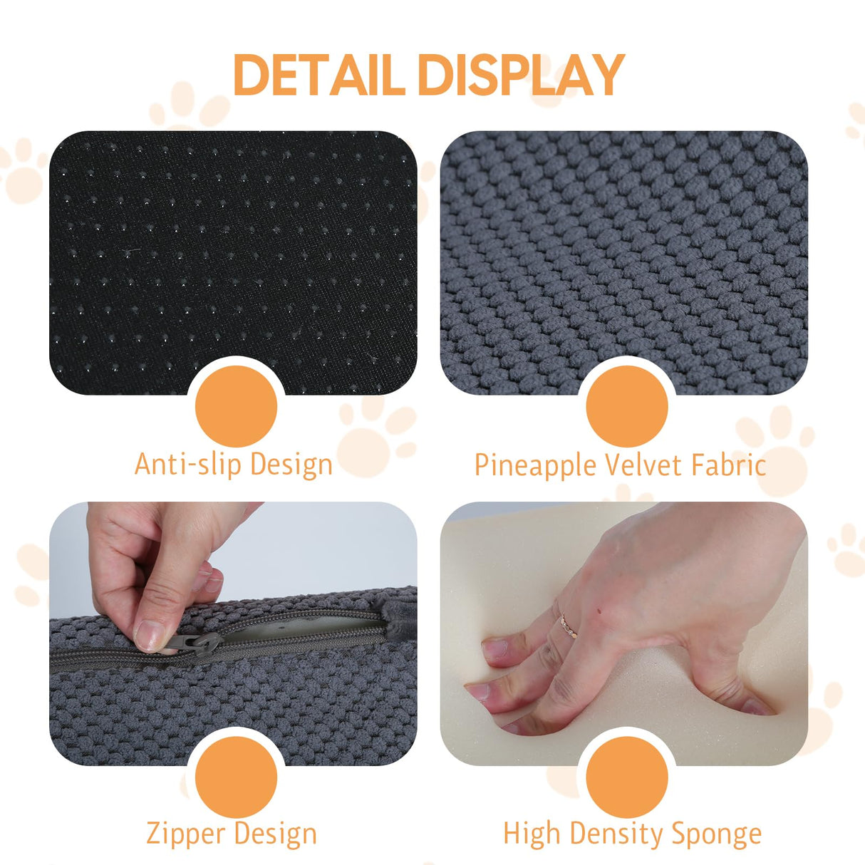 PRIMEPATIO Dog Ramp for Bed, 20" H Dog Stairs for High Bed, 2 in 1 Pet Steps for Small Dogs, 4-Step Foldable Transformable Large Cats Ramp to Get on Couch, Non-Slip Balanced, Grey
