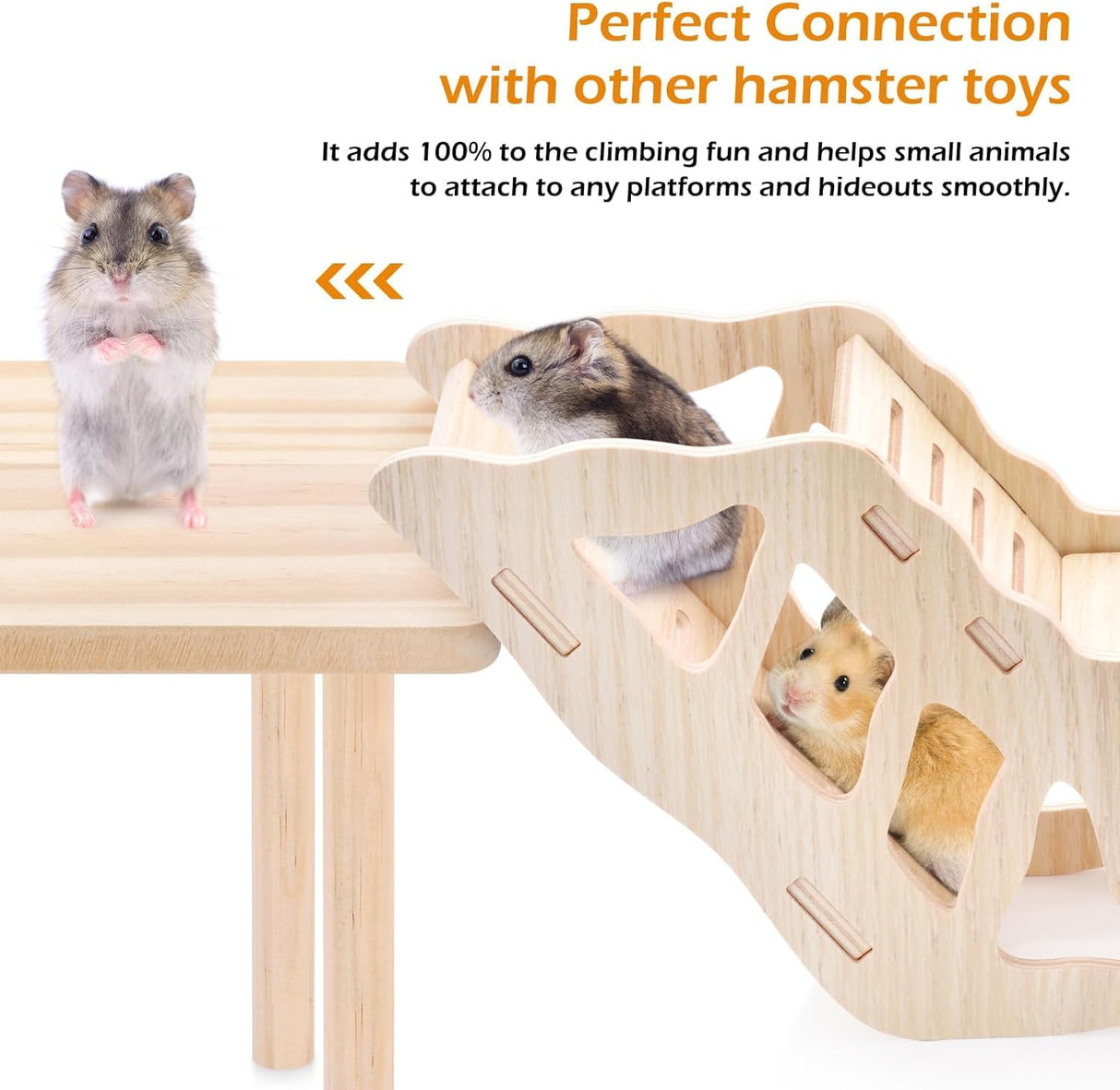 3-Piece Set Hamster Platform Play Wooden for Dwarf Syrian Hamsters Gerbils Mice or Other Small Pets