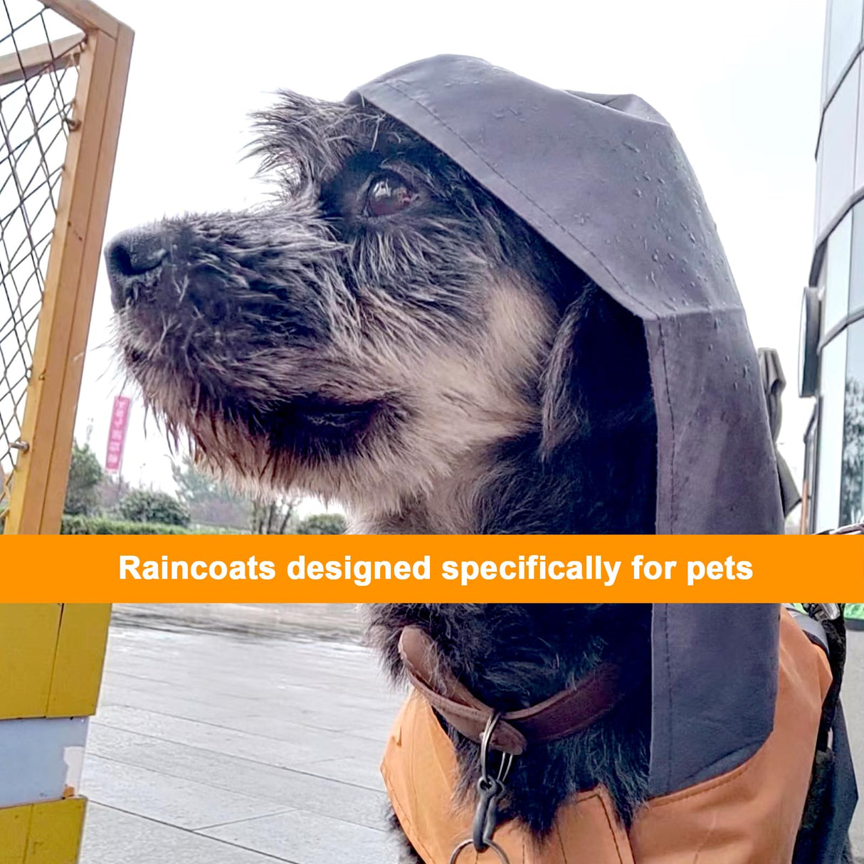 Dog Raincoat with Reflective Strip, Ultra Light Breathable Waterproof Dog Rain Jacket, Adjustable Waterproof Dog Raincoat with Hood, Suitable for Small, Medium, and Large Dogs (Grey, XL)