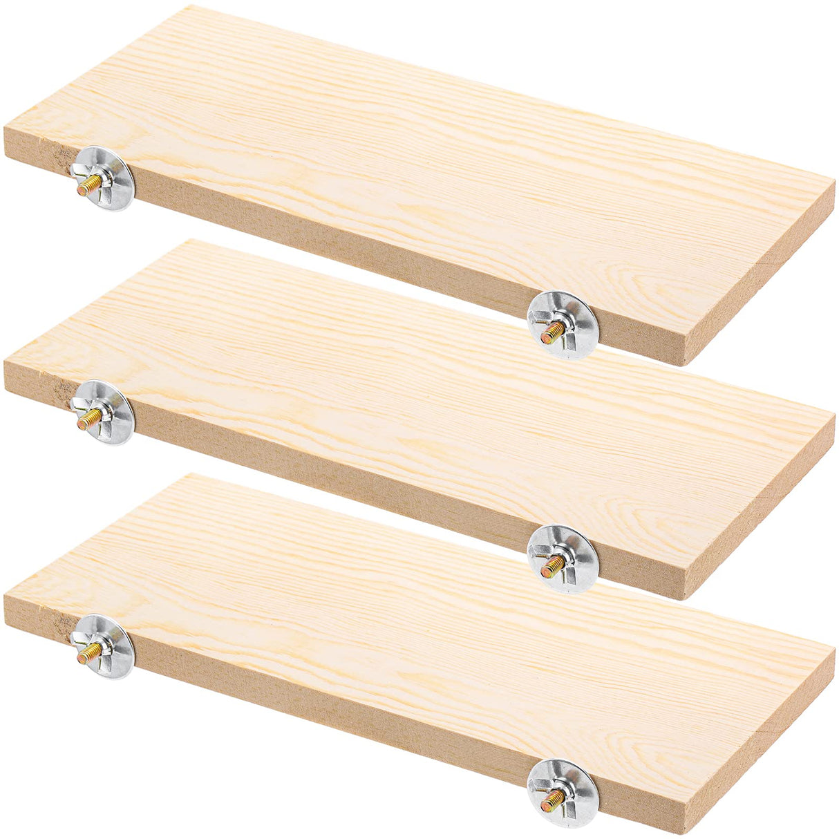 Okllen 3 Pack Bird Perch Stand, Parrot Wood Platform, Natural Wooden Perch Toys Playground Cage for Conure, Chinchilla, Parakeet, Budgie, Cockatiel