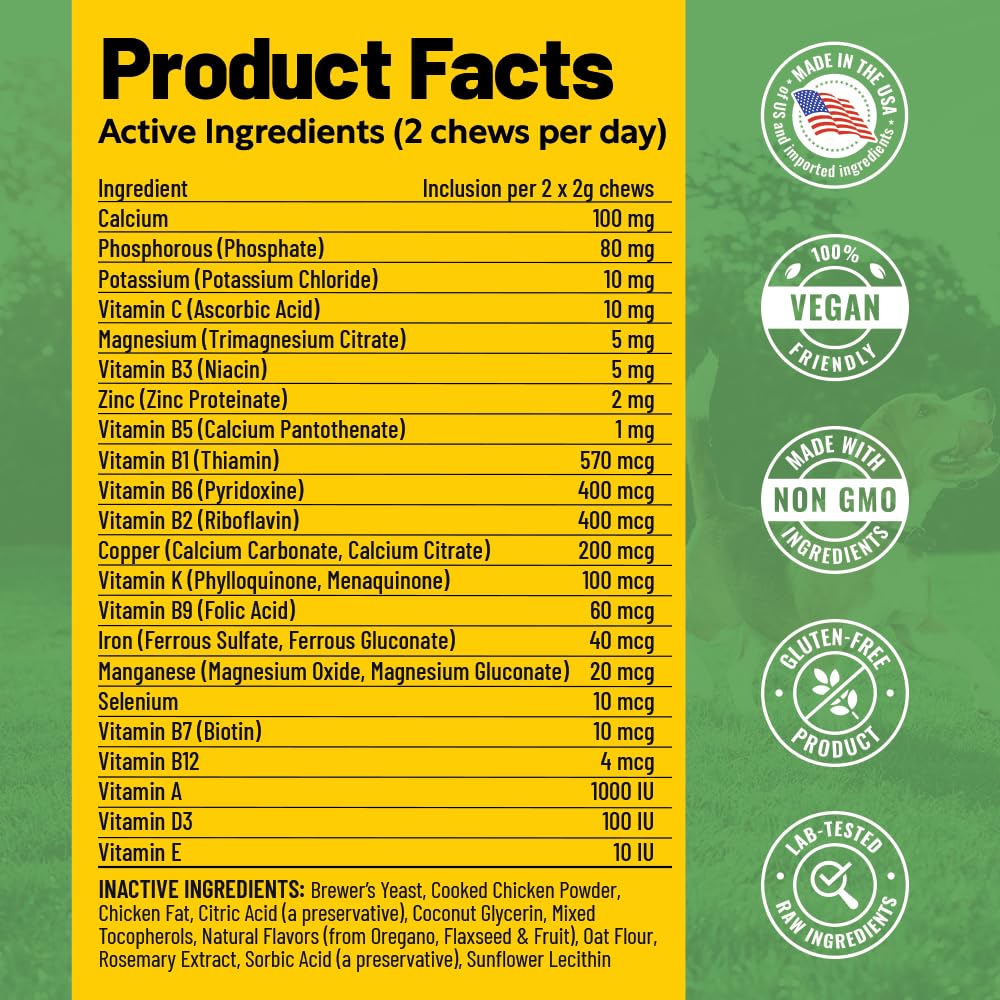 Guardian’s Choice VitaPup Puppy Vitamins Chews, Dog Vitamins for Growth, Digestion, Coat, Brain & Immune Support, Daily Multivitamin for Dogs with Omega 3, Biotin, & Calcium, 90 Tasty Soft Chews