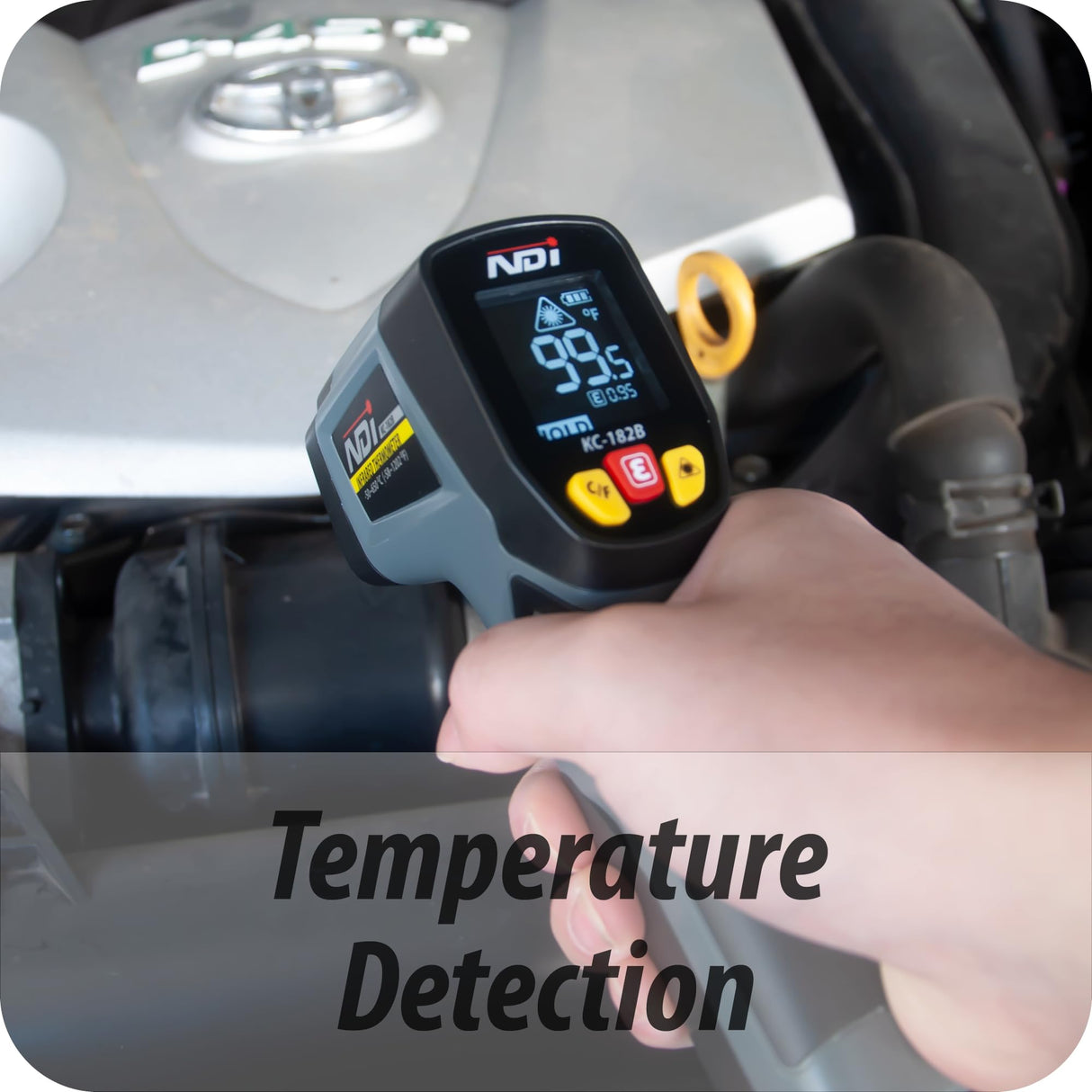 NDI Infrared Thermometer Temperature Gun -58℉~1202℉, Digital Laser Surface Temp Reader for Cooking, Pizza Oven, Candy, Griddle HVAC IR Thermometer Temp Gun with Adjustable Emissivity