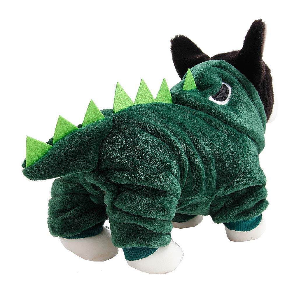 Fleece Winter Cute Dinosaur Dog Clothes Hoodies for Small Dogs Puppy Jacket Clothing Outfit Fleece Winter Cute (L)