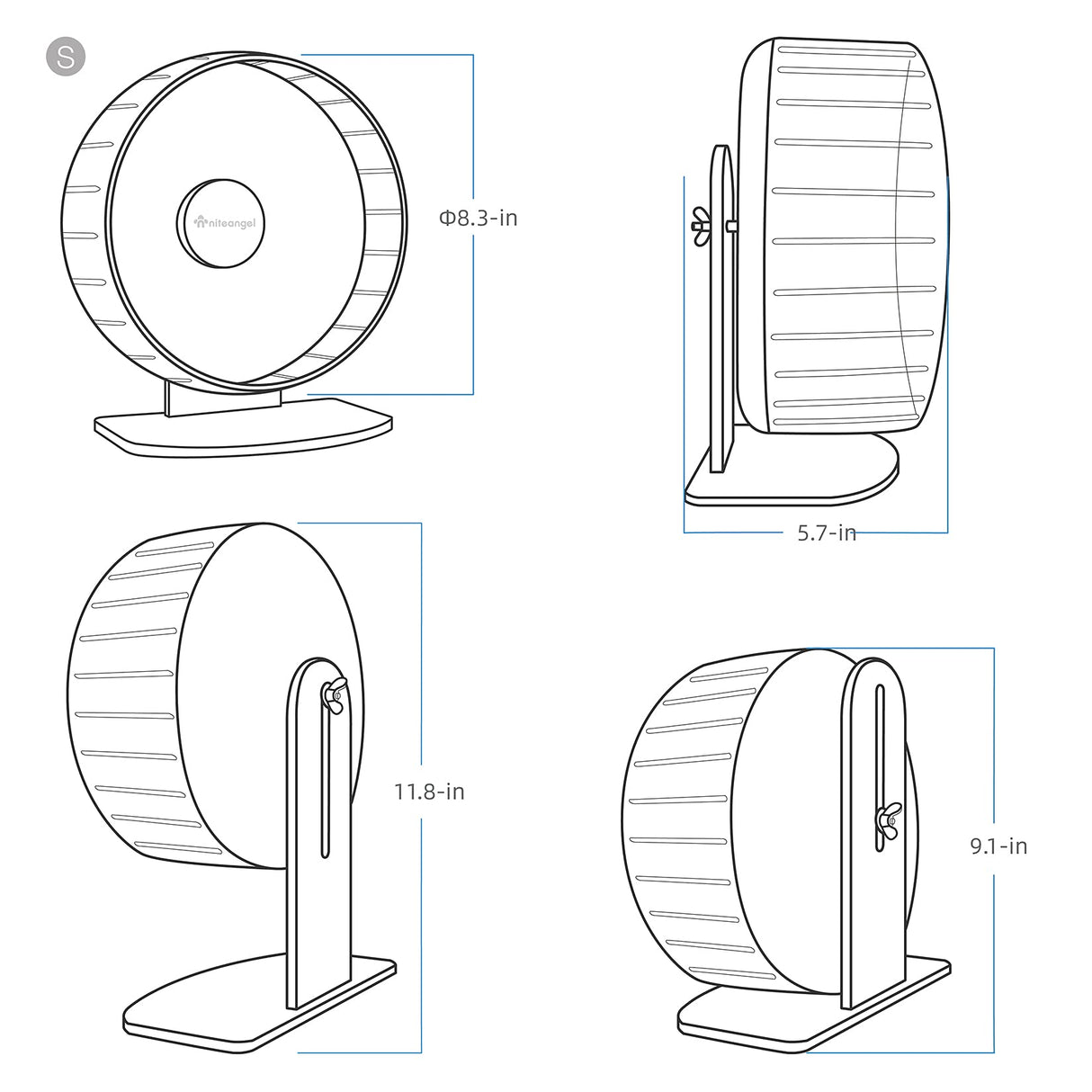 Niteangel Super-Silent Hamster Exercise Wheels: - Quiet Spinner Hamster Running Wheels with Adjustable Stand for Hamsters Gerbils Mice Or Other Small Animals (S, Mint Green)