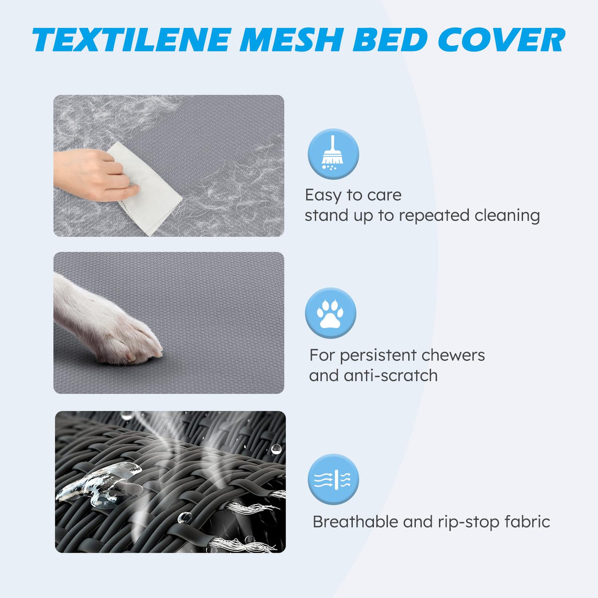Cooling Elevated Dog Bed with Mesh and Metal Frame, Portable Dog Cot for Outdoor and Indoor Use