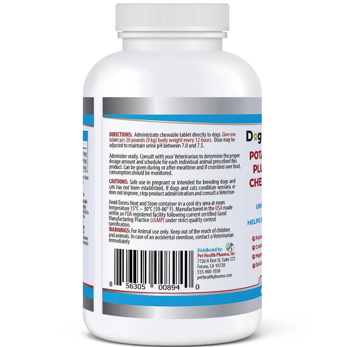 Potassium Citrate Plus Cranberry with Magnesium Supplement for Dogs (60 Tablets) - Urinary Tract Support - Helps Deter Formation of Calcium Oxalate Stones-Deters Bladder & Kidney Stones(Made in U.S.A)