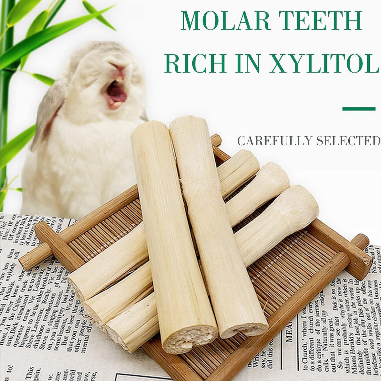 WYOMER 2lb Natural Sweet Bamboo Chew Toys for Pets - Molar Chew Sticks & Treats for Animals