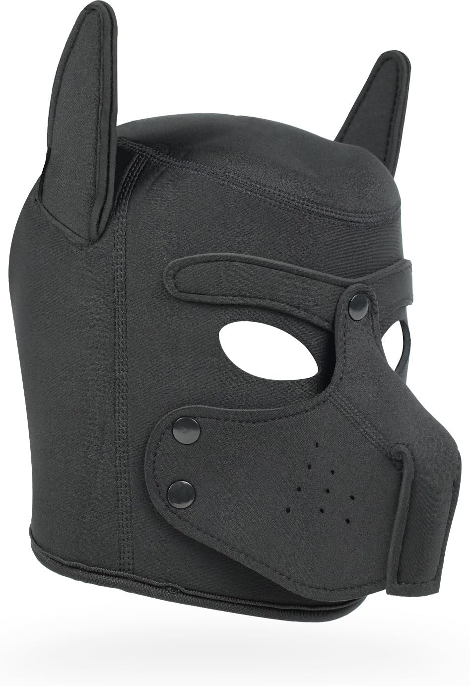 Cleiree Neoprene Puppy Mask - Dog Hood with Detachable Muzzle - Adjustable Cosplay Headgear for Role Play & Party (Black, one size)