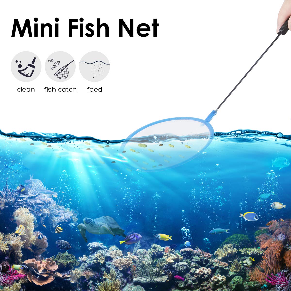 Turtle Tank with Multi-Function Areas, Easy Assembly, Ideal for Small Turtles & Reptiles, Includes Plastic Tree & Fishing Net