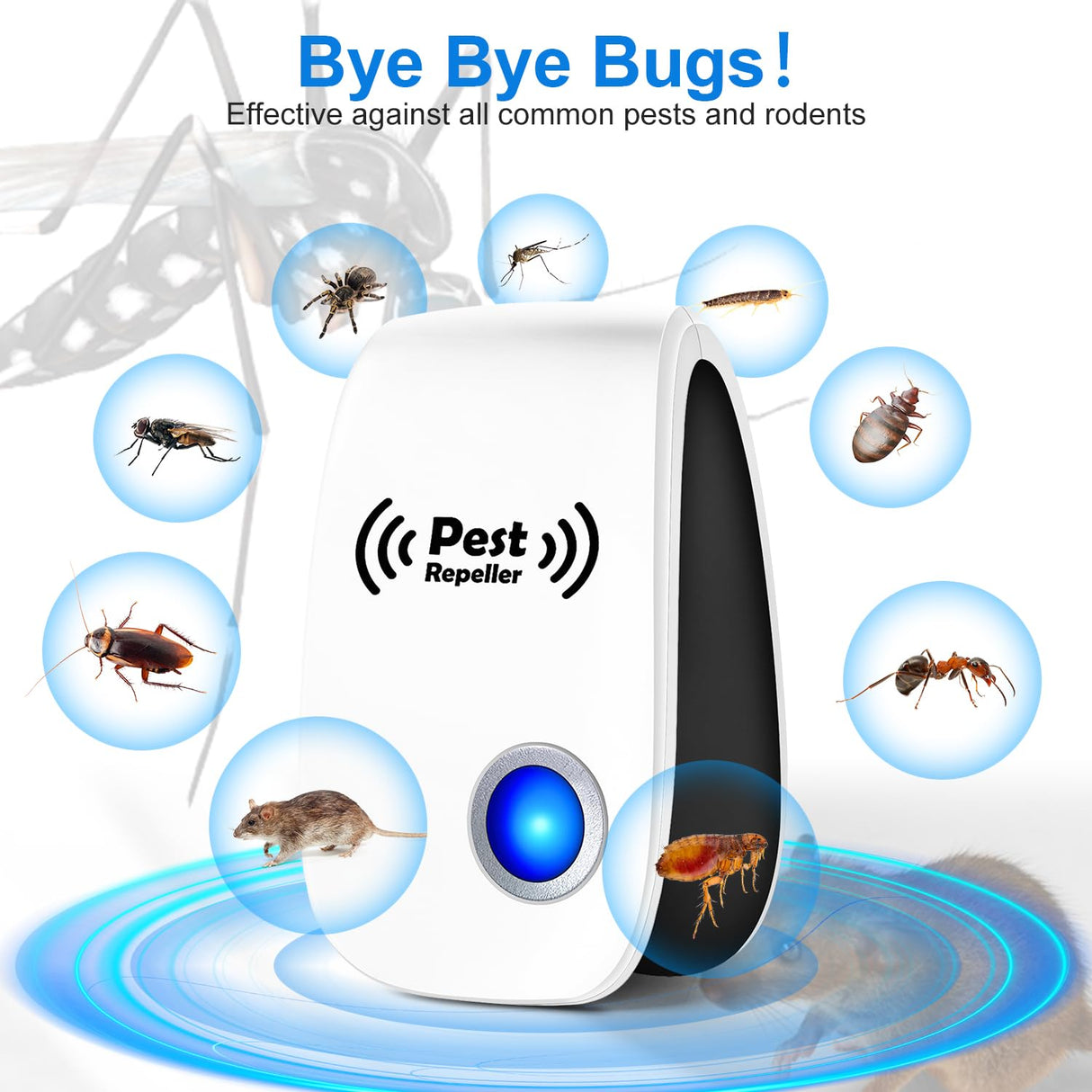 2024 Upgraded Ultrasonic Pest Repeller, Indoor Pest Repellent 12 Packs, Electronic Plug in Pest Control for Bugs,Mosquito,Roach, Ant, Rodent, Mouse, Spider Repellent for House, Warehouse, Garage