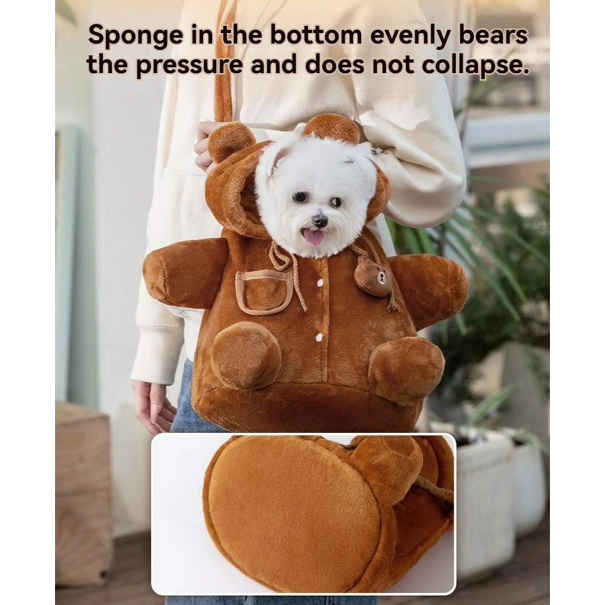 Layheld Cat Puppy Plush Outing Backpack Cute Bear Bee Design Anti-Escape Bag for Kitten Cat Small Dog Gift Choice