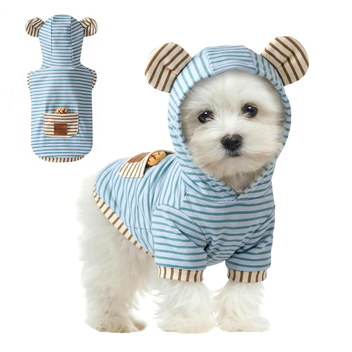 Angrypet Dog Cat Stripe Hoodies for Small Puppy Pet Spring Outfits Boy Girl Cute Pets Warm Sweatshirt Costume Clothes Blue Small