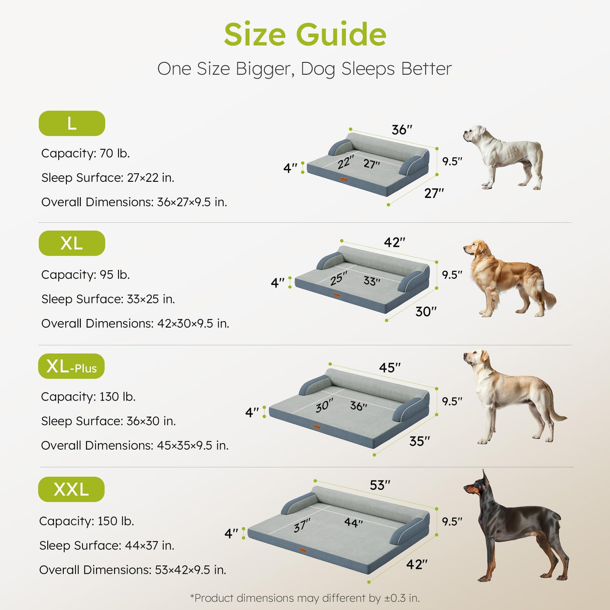 CWAWZ XL Orthopedic Dog Bed, Extra Large Dog Bed, Dual-Sided Pet Cooling Beds with Memory Foam Washable Cover Nonslip Bottom, Waterproof XLarge Pet Couch Beds with Bolsters, Dark Grey