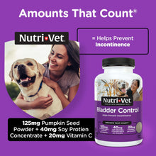 Load image into Gallery viewer, Nutri-Vet Bladder Control Supplement, Cranberry Supplement, Dog Products, Immune Support, Helps Dog Urinary Incontinence, Bladder Control Pills, Urinary Tract Health, Puppy Support, 90 Tablets