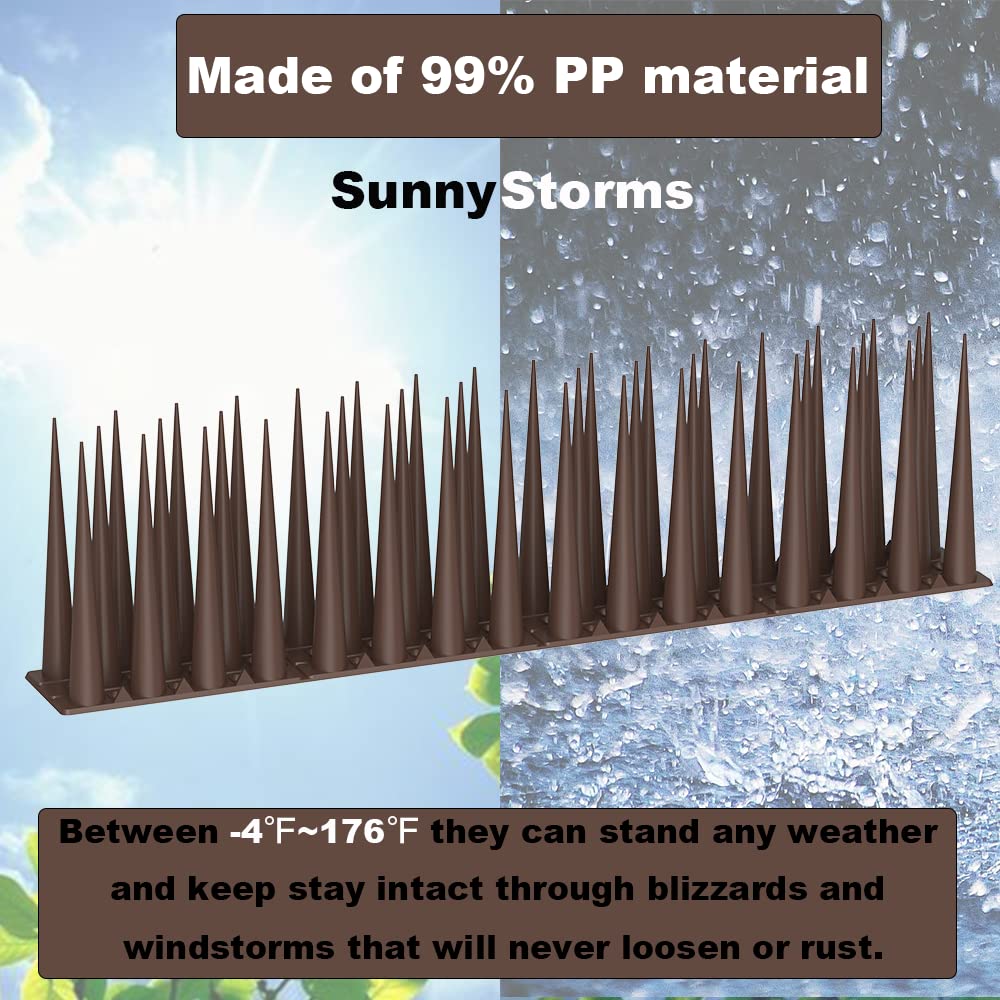 Bird Spikes 4 Inch High,Pigeon Outdoor Deterrent Spikes, Used to Keep Cats Small to Medium Sized Birds Away.Bird Plastic Fence Spikes for Railing and Roof.Away Covers 10.7 Feet(325cm), Brown