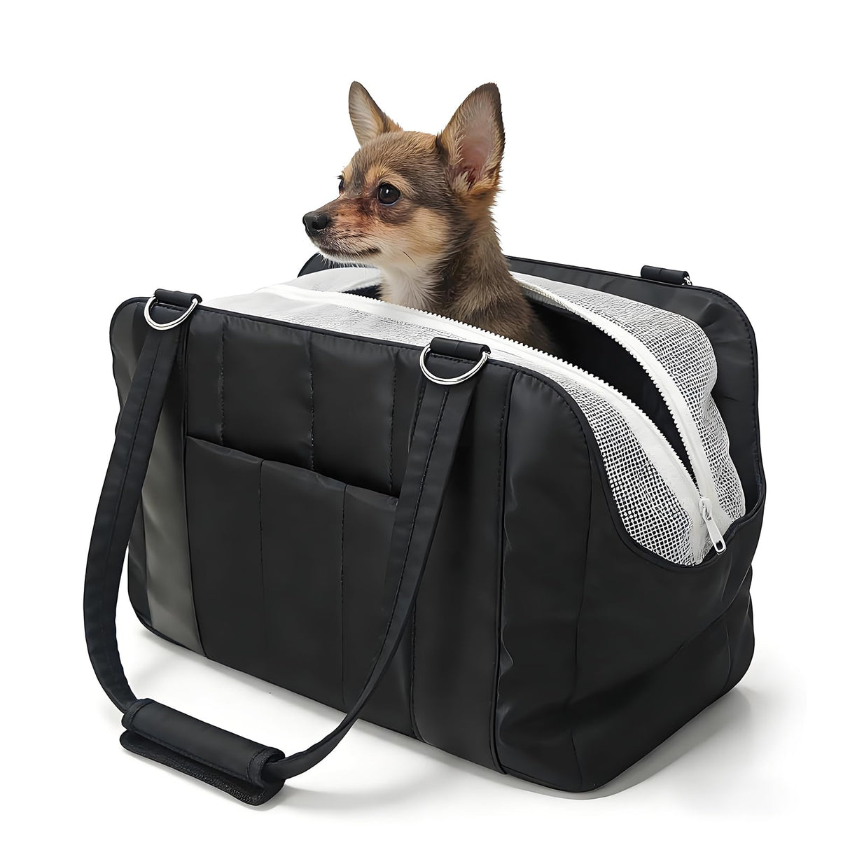 Ykphs Dog Purse Carrier for Small Dogs, Small Cat Purse Carrier Soft with Large Pocket, Portable Pet Carrier Tote Bag with Safe Leash (Black)