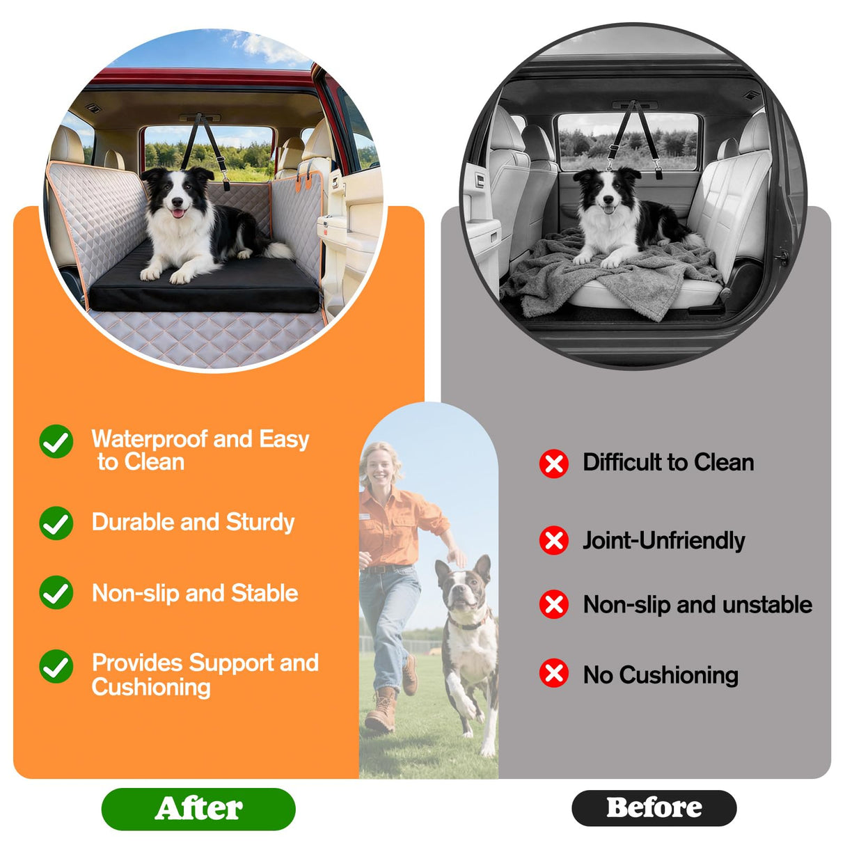 Bhyhok Waterproof Dog Mat for Car Backseat 3.14 Inch Thick Non-Slip Backseat Pet Mat with 600D Oxford Cover and High-Density Foam, Suitable for Cars Suvs Sedans (53.8 * 24 Inch)
