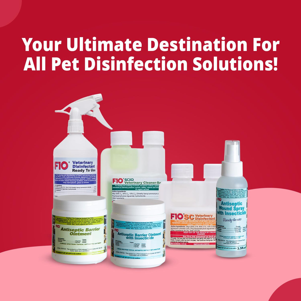 F10 Ready To Use All Purpose Disinfectant for Kennels, Litter Box, Cage, Terrariums, Habitats, Vet Practices - 1 Liter (1.06qt)