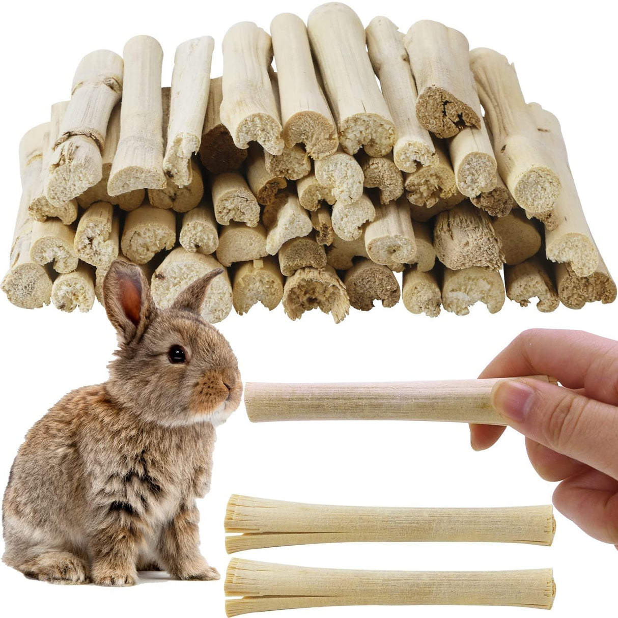 WYOMER 2lb Natural Sweet Bamboo Chew Toys for Pets - Molar Chew Sticks & Treats for Animals