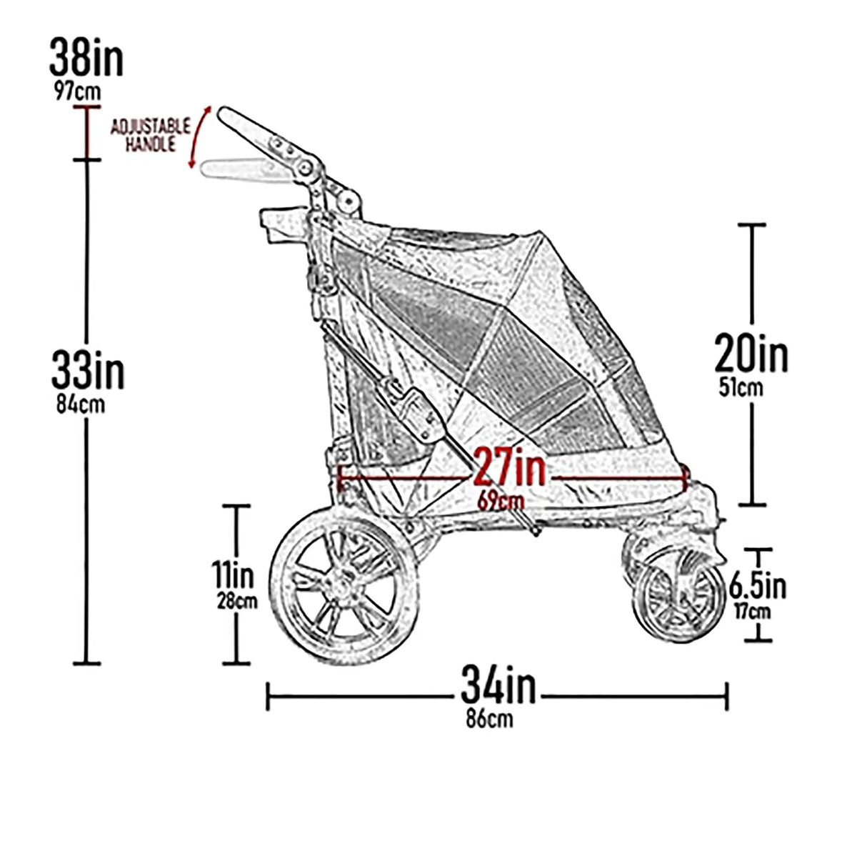 Pet Gear NO-Zip Pet Stroller with Dual Entry, Push Button Zipperless Entry for Single or Multiple Dogs/Cats, Pet Can Easily Walk in/Out, Gel-Filled Tires, Navy, Excursion