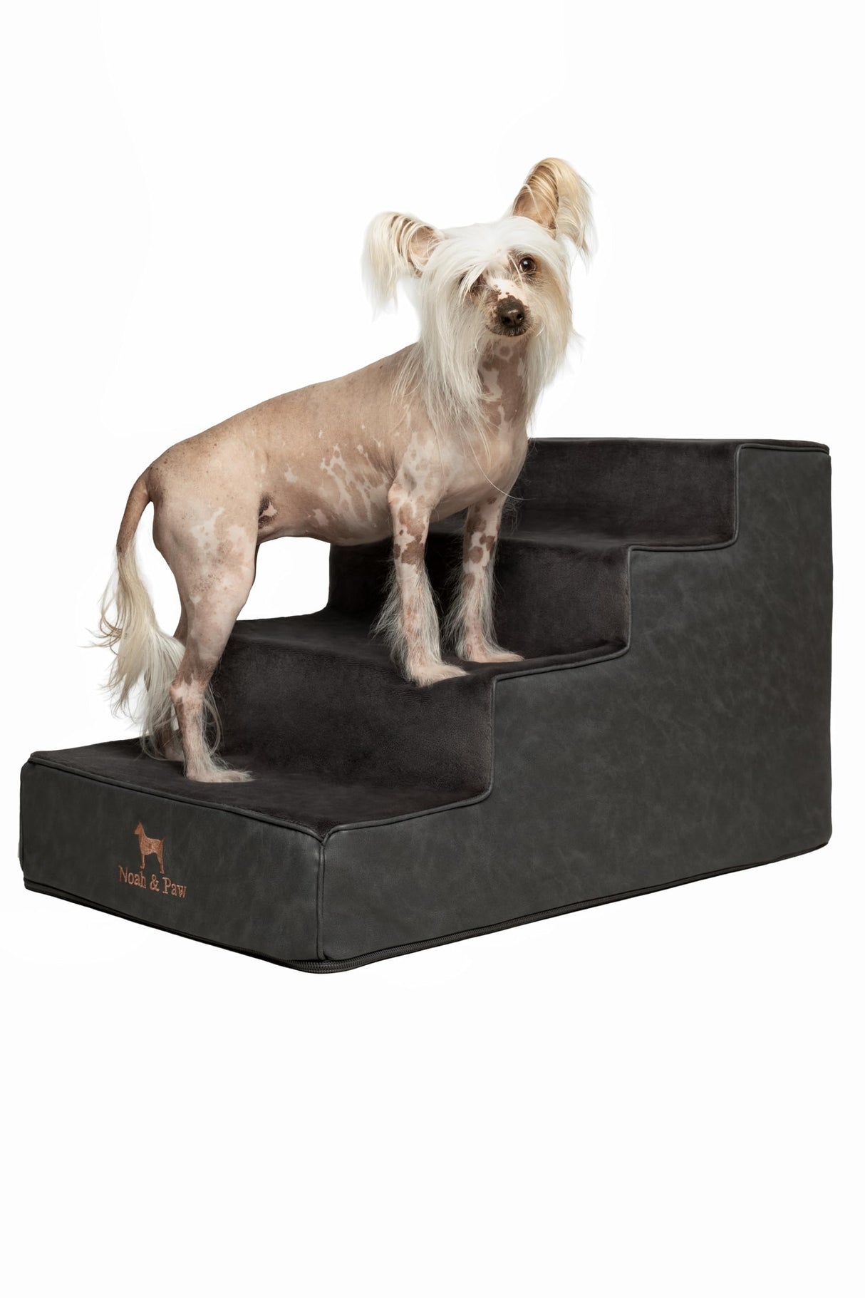 Noah & Paw Dog Stairs, Dog Ramp for Bed (17" Extra Wide) Pet Stairs for High Bed, Design to Fit Small and Large Breeds, Durable 4 Pet Steps for Couch (35 Foam Density) Leather Collection