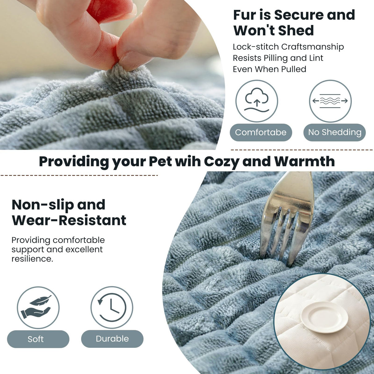 Disayu Couch Cover for Dogs Washable, Non Slip Couch Covers for 3 Cushion Sofa Pet Friendly, Fuzzy Pet Couch Cushion Covers for Dog,Thick,Soft for Sofa Protector (Blue Gray, 27.6" x 82.7"/70 x 210cm)