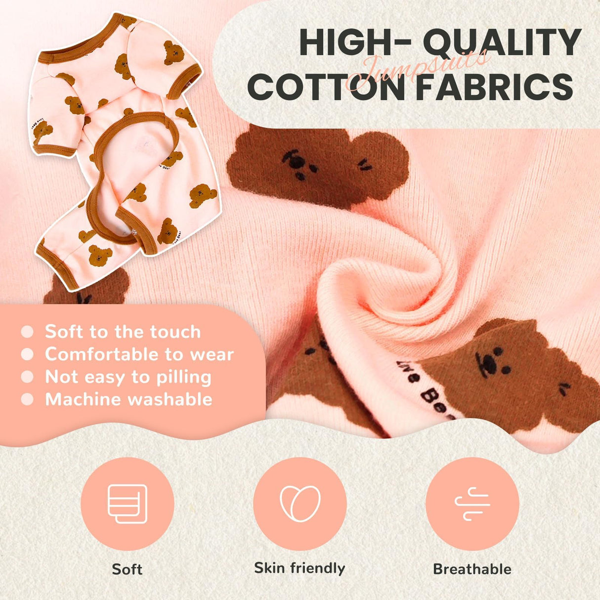 2 Pack Dog Pajamas Small Sized Dog Onesie Clothes Soft Stretchy Puppy Pajamas for Dogs Cats Girl Pet Costume Bear Printed Pjs Outifts French Bulldog Chihuahua Doggie Clothes (Pink&White, XX-Large)