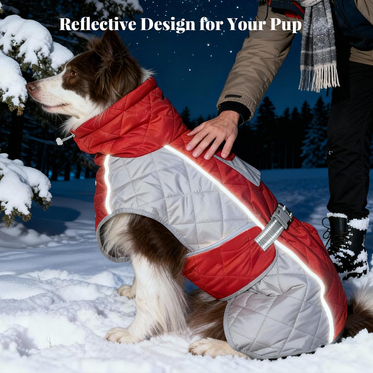 BECROWM Dog Coat Dogs Jacket Waterproof Reflective Adjustable Dog-Winter Coats for Small/Medium/Large Dogs Dachshund Coat-(Red, X-Large)