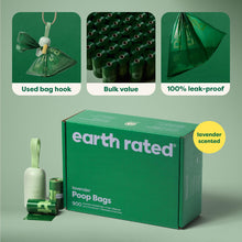 Load image into Gallery viewer, Earth Rated Dog Poop Bag Holder, Durable and Guaranteed Leakproof, Lavender Scented, 1 Dispenser and 900 Bags