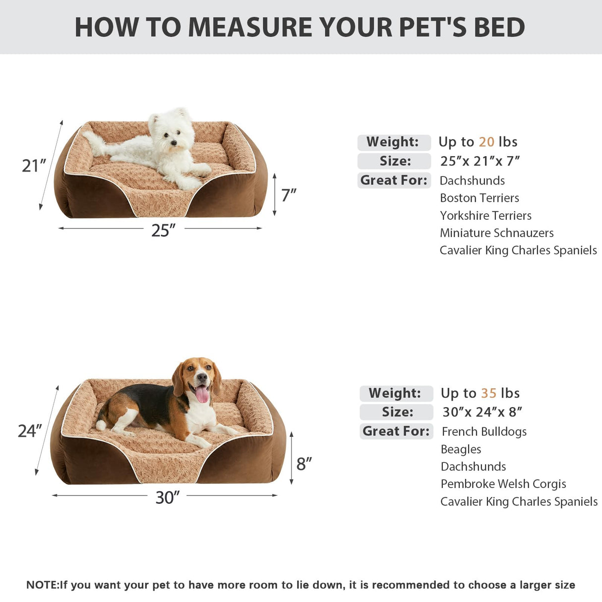 RRPETHOME Dog Beds Medium Sized Dog,Washable Rectangle Dog Bed for Medium Dogs,Orthopedic Pet Sofa Bed, Dog Couch Bed with Anti-Slip Bottom