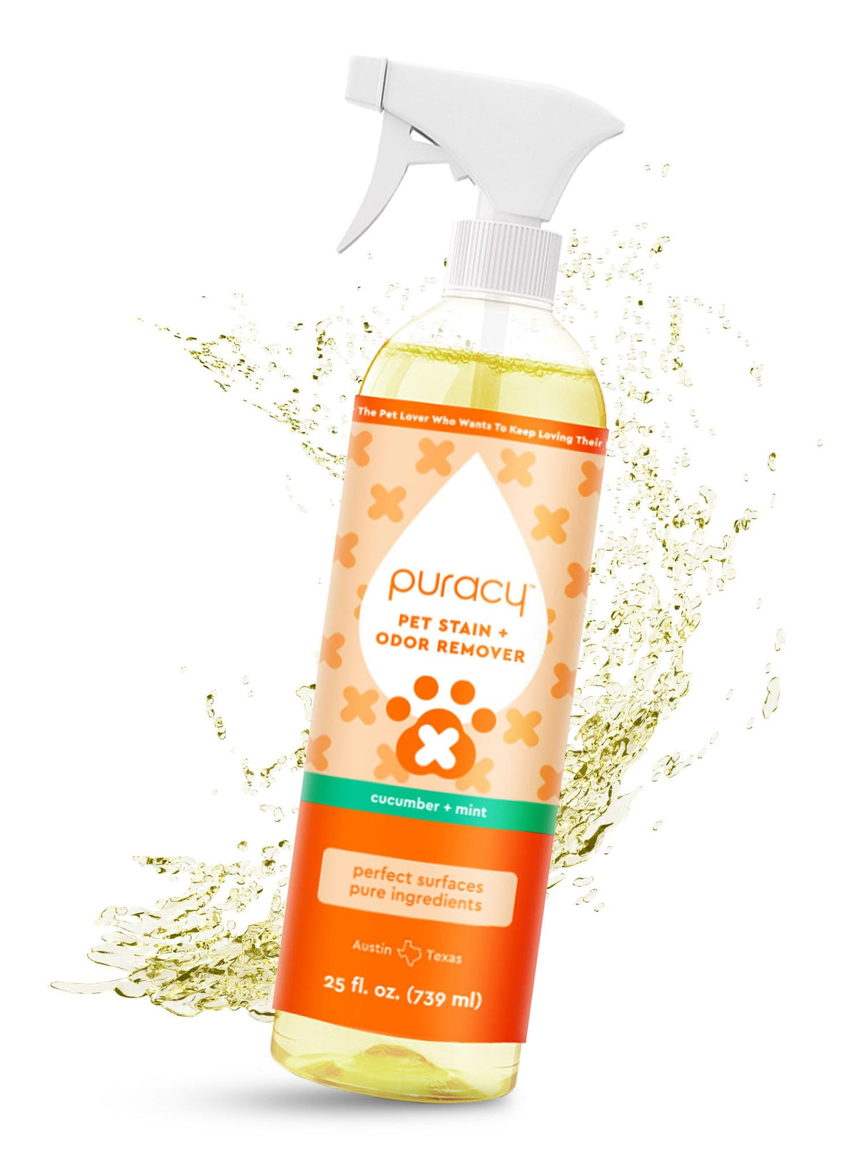 Puracy Natural Platinum Pet Stain and Odor Remover Plant-Powered Professional Pet Urine Odor Eliminator with Natural Enzymes Safe and Effective Carpet Pet Stain Remover and Cleaner, Cucumber & Mint