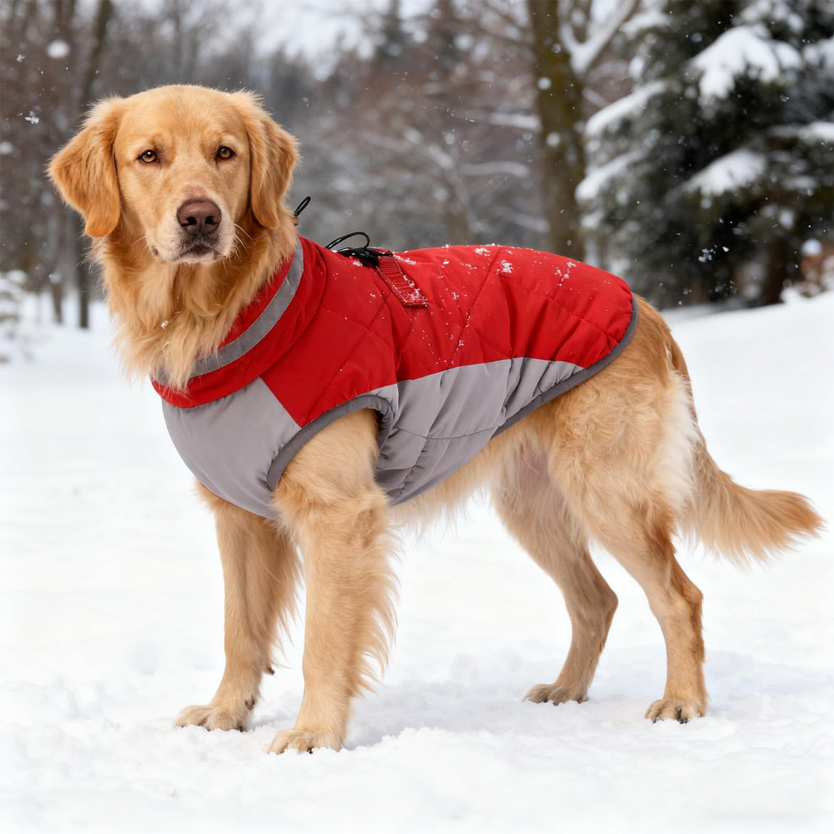 Haofy Dog Winter Coat, Reflective Strip Zipper Windproof Warm Jacket for Small Medium Large Dogs, with Built in Safety Belt for Cold Weather (S)