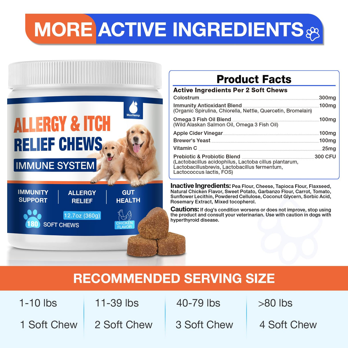 Dog Allergy Chews - Itching Skin Relief - 180 Chews Natural Dog Allergy Relief Treatment for Paw Licking, Anti-Itch, Dry Skin, Hot Spots, Allergies & Immune Support Supplement