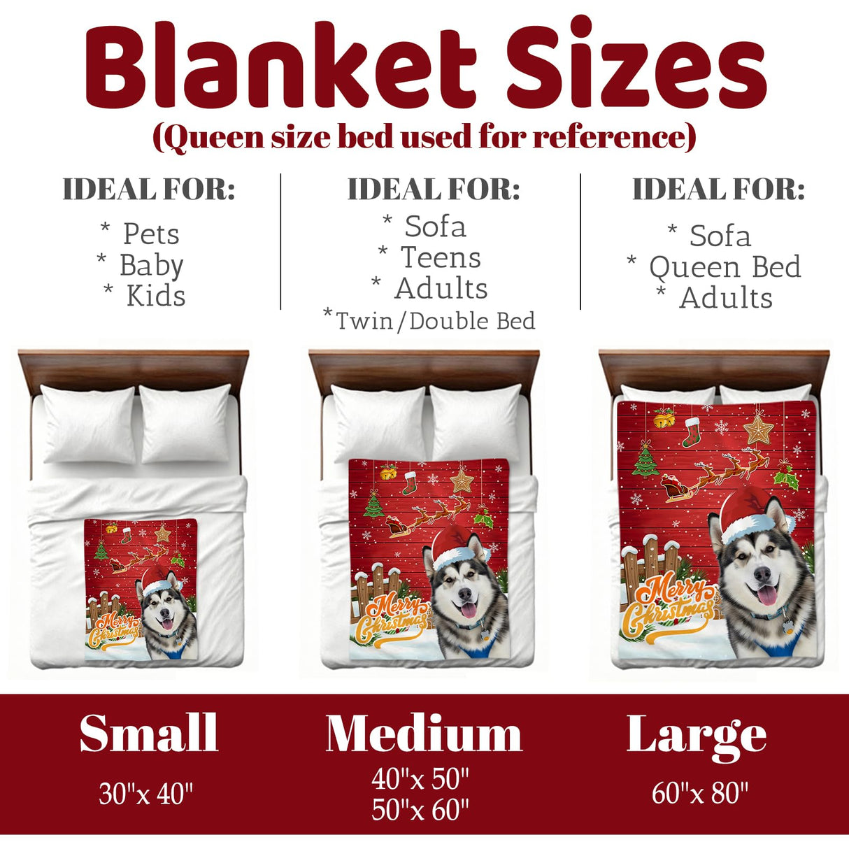Nxwdwqa Personalized Christmas Dog Blanket Throws with Photos, Custom Christmas Pet Blanket, Dog Gifts for Pet Lovers, Customized Puppy Blanket for Adult Kid Birthday Fathers Mothers Valentines Gift