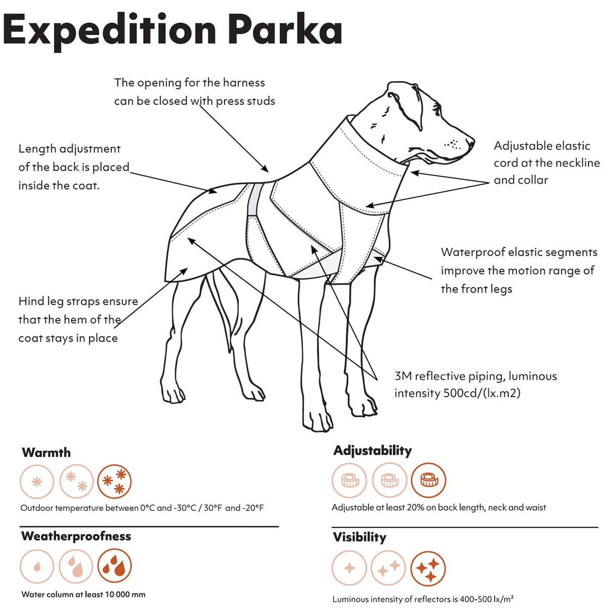 Hurtta Expedition Parka, Winter Dog Coat, BlackBerry, 12 in