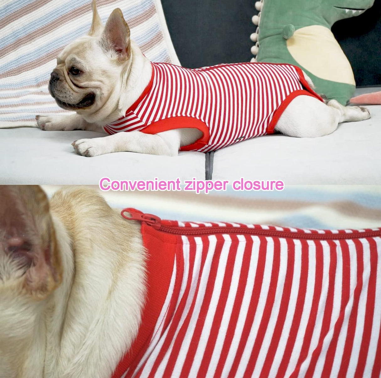 Sychien Dog Red Recovery Suit for XXX-Large Female Spay,Male Dog Surgery Suit,Narrow Red-White 3XL