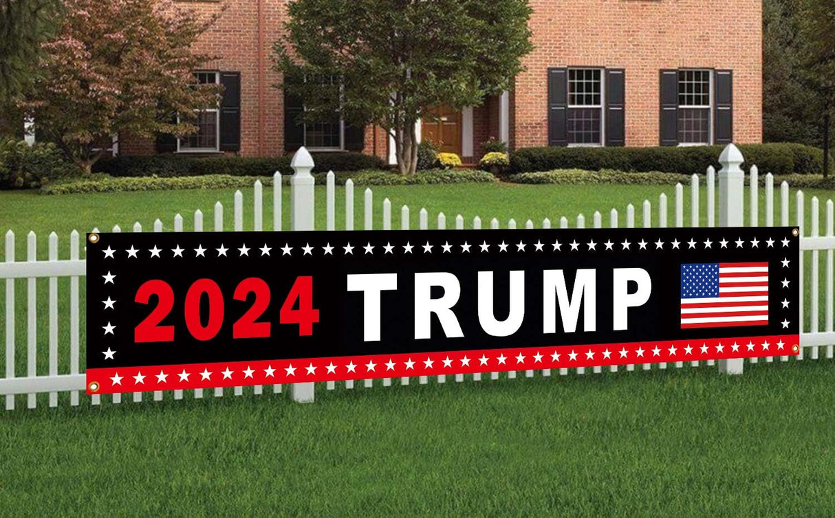 FLCHWY Donald Trump 2024 Flag Trump Take American Back Large Banner Trump Yard Signs banner Advertising Polyester Party Outdoor Flag Decor 8.2x1.6 FT