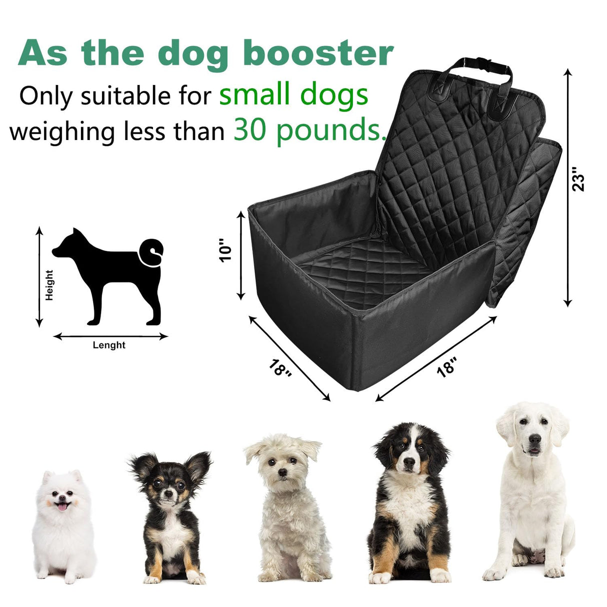 Flow.Month Pet Front Seat Cover Pet Booster Seat,Deluxe 2 in 1 Dog Seat Cover for Cars Waterproof Dog Front Seat Cover Pet Bucket Seat Cover with Safety Belt(Black)