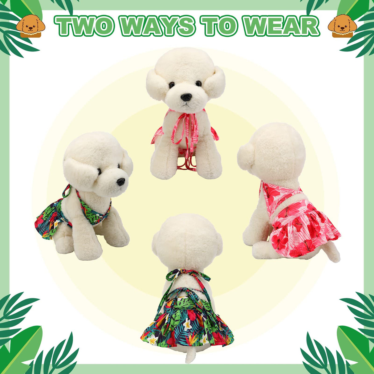 Amylove 4 Pack Summer Themed Dog Bikini for Small Dogs Bathing Suits for Puppy Doggies Swimsuit Dog Bathing Dress Pet Skirts Hawaii Puppy Dresses for Girl Small Dogs Cats Beach