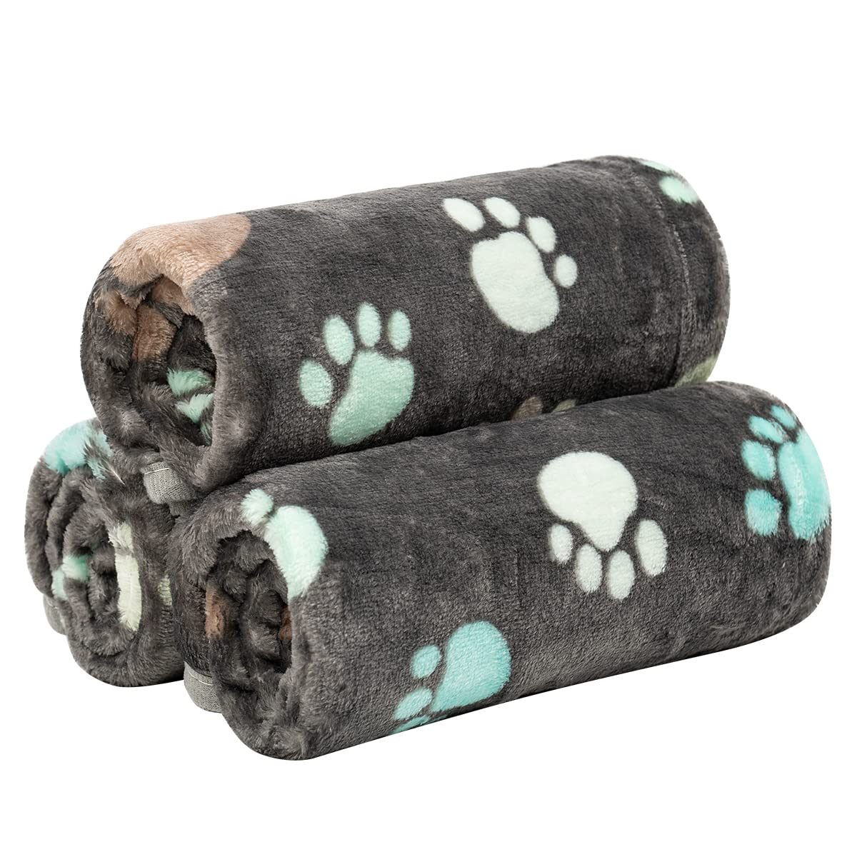 Dono 1 Pack 3 Dog Blankets, Soft Fluffy Fleece Pet Blanket Warm Sleep Mat Paw Print Design Puppy Kitten Throw Blankets Doggy Blanket for Dogs