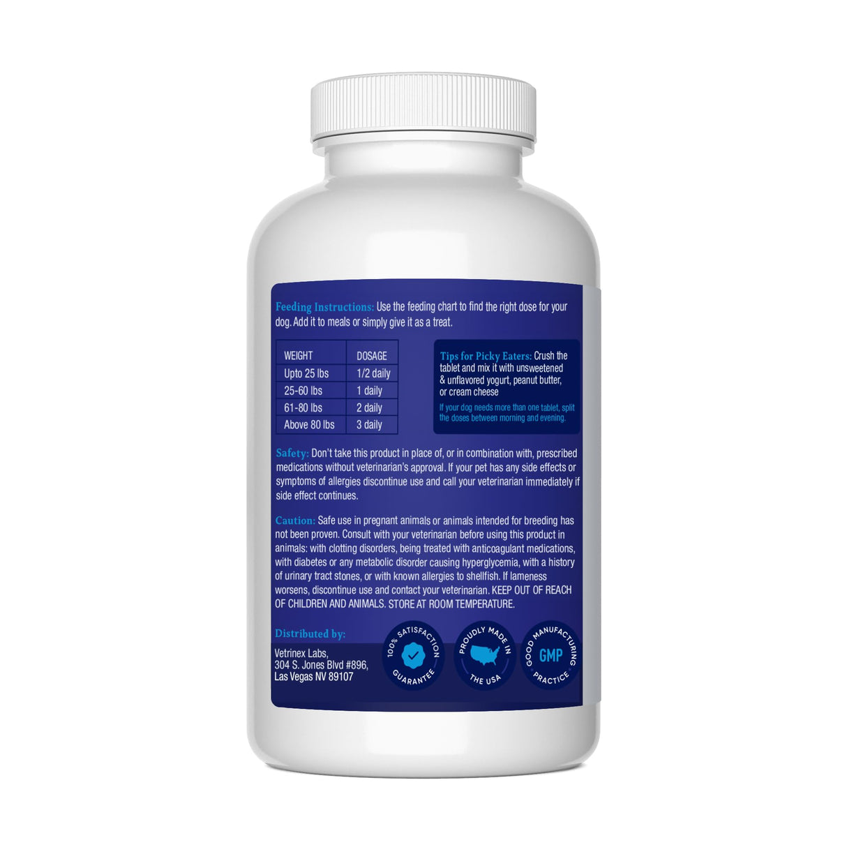 Vetrinex Labs Joint Support Supplement for Large Dogs - Hip and Joint Chewable Tablets for Small, Medium & Large Breed Dogs with Glucosamine, Chondroitin, and MSM, Beef Flavor, 120 Tablets