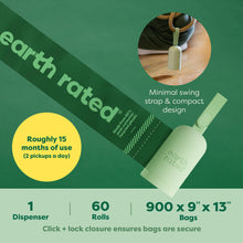 Load image into Gallery viewer, Earth Rated Dog Poop Bag Holder, Durable and Guaranteed Leakproof, Lavender Scented, 1 Dispenser and 900 Bags