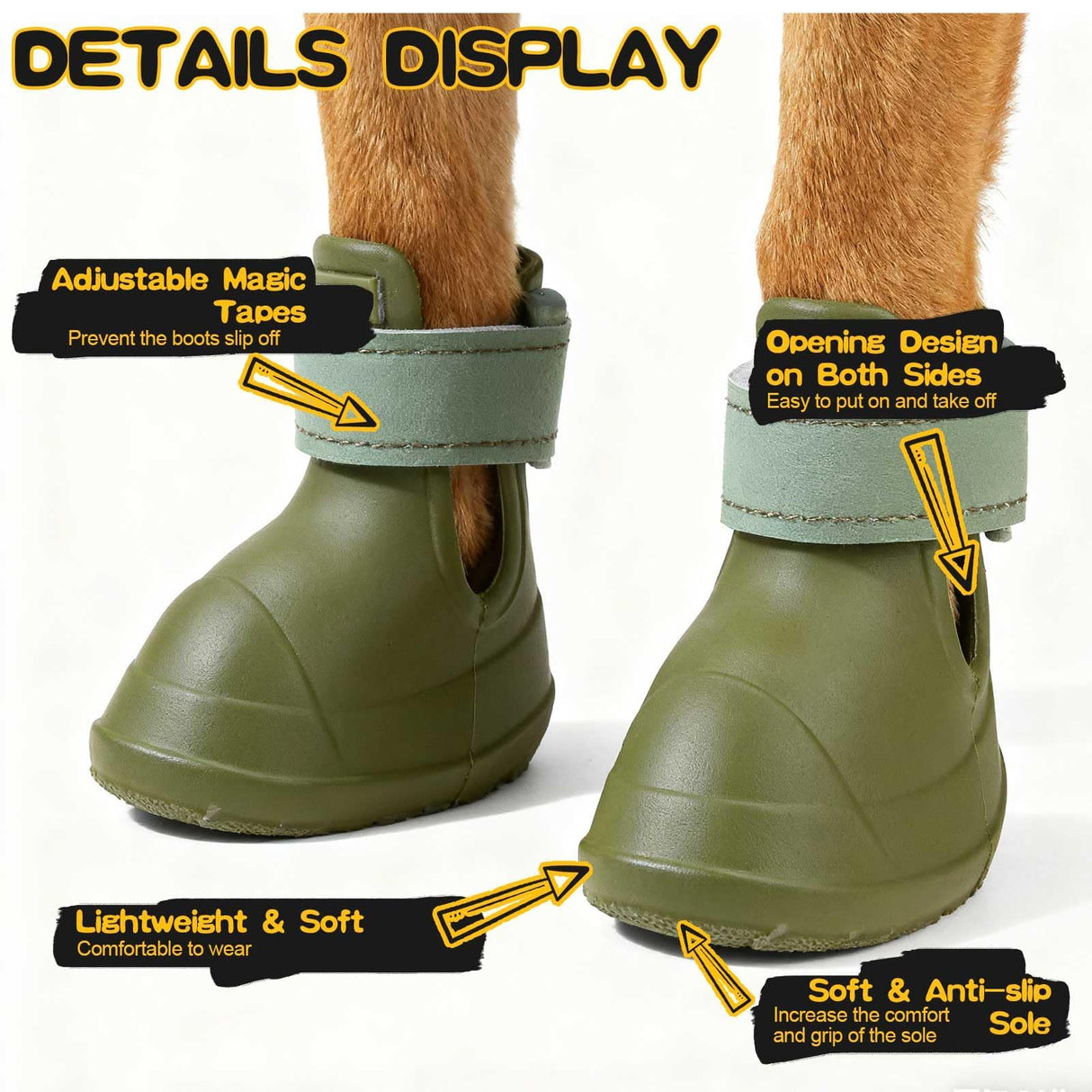 EXPAWLORER Dog Shoes for Small Medium Large Dogs, Waterproof Non-Slip Dog Snow Booties for Winter with Socks, Easy On & Off Pet Boots & Paw Protectors, Easy-Clean for Beach Outdoor Rain (Green S)
