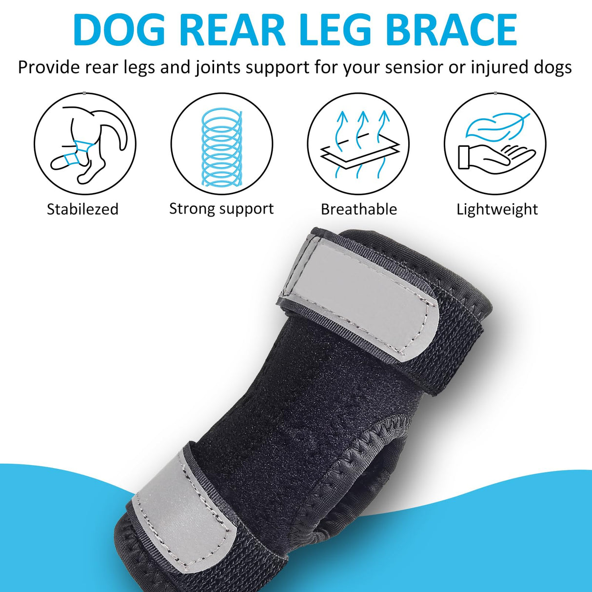 Dog Leg Braces for Rear Legs, Hock Brace for Back Legs with Metal Strips and Safety Reflective Straps for Short Legs, Joint Warps Support for Hind Legs Injuries Sprains Arthritis (XSmall)
