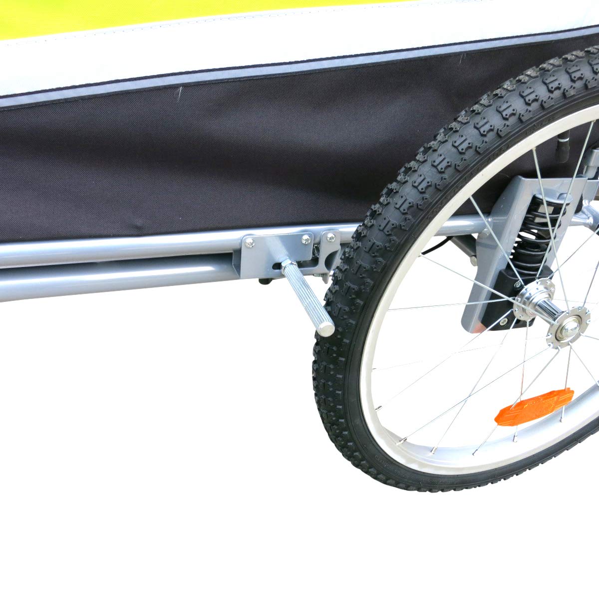 Booyah Large Pet Bike Trailer Dog Stroller & Jogger with Shocks Non Tipping. Green/Yellow