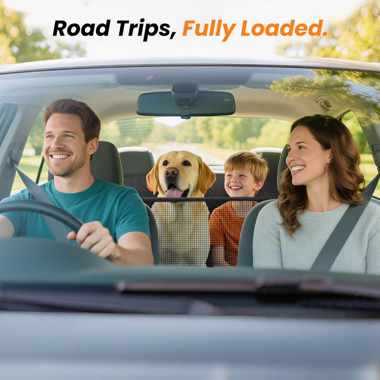 Roilpet Dog Car Seat Cover for Back Seat: Hard Bottom Back Seat Extender for Dogs - Durable Dog Hammock for Car Truck SUV - Waterproof Car Seat Protector for Dogs, Prevent Pet Falls, Easy to Install